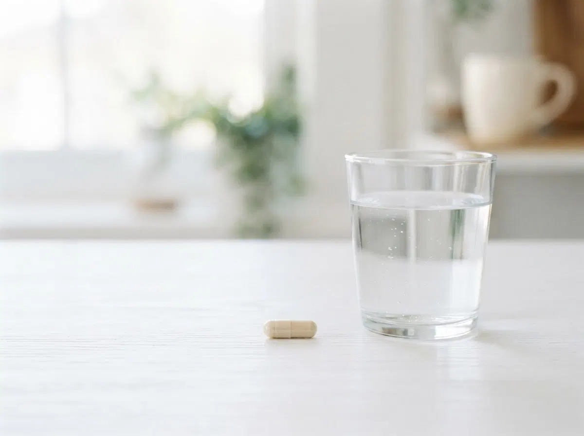Capsule met water en groenten op een tafel